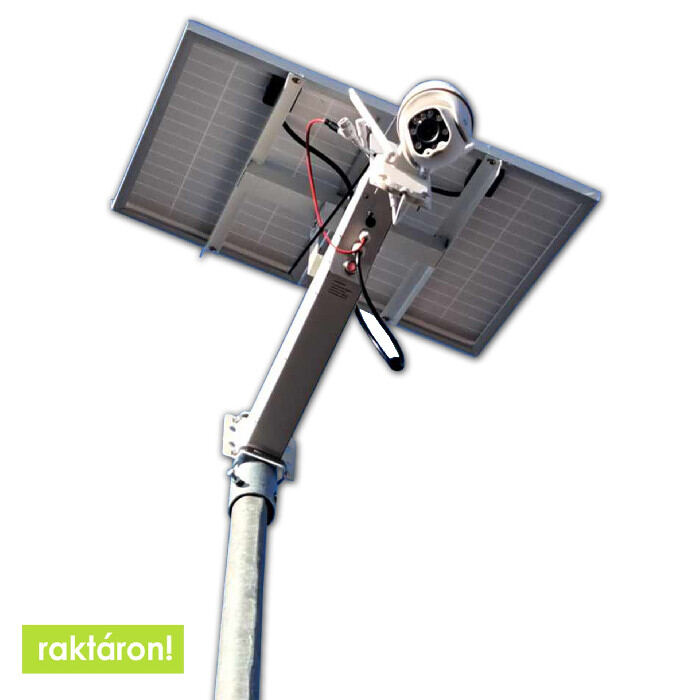 6 méteres horganyzott acél napelemes kameraoszlop szett térfigyelő rendszer PREMIUM LINE