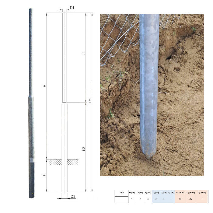 5 méter Horganyzott acél teleszkópikus lámpaoszlop földhüvelyes szerelőajtó nélküli