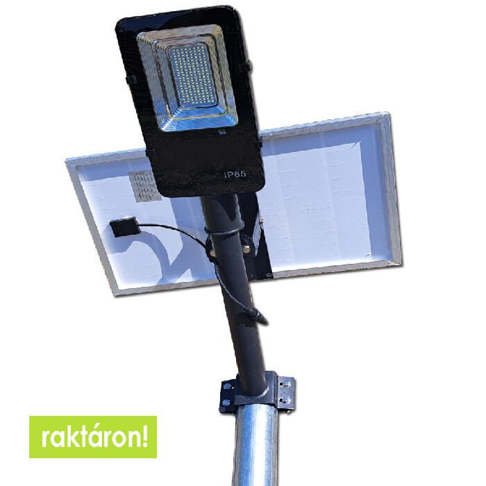 Horganyzott acél lámpaoszlop 4 méter+ 30W 4300 lumen napelemes LED utcai világítás szett földhüvelyes kivitel