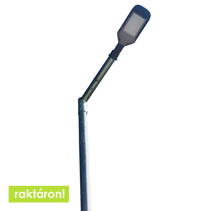 Horganyzott acél lámpaoszlop 8 méter+ 100W LED utcai világítás+alapvasalat szett