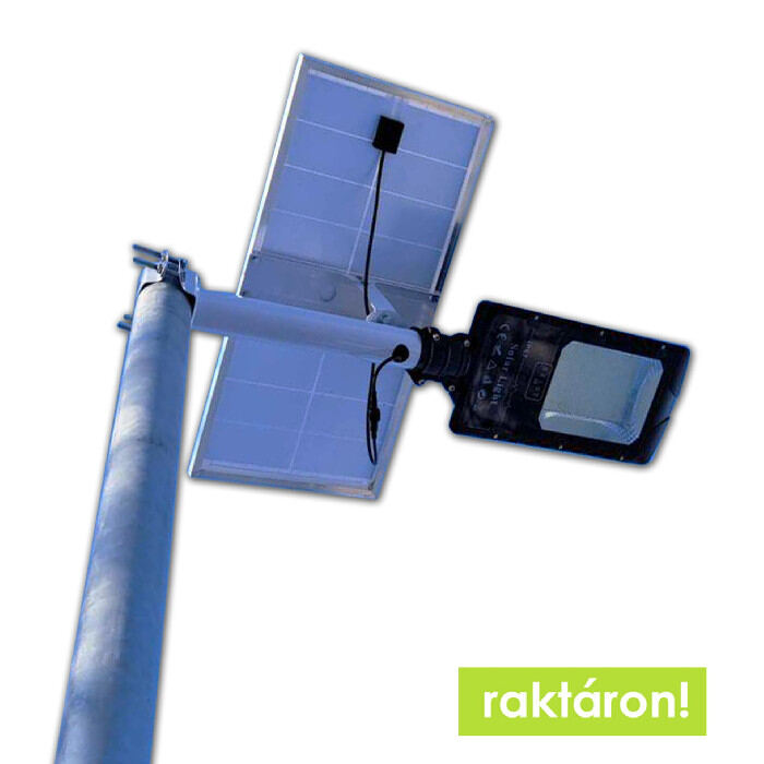 Horganyzott acél oszlop 4,5 méter+ 30W napelemes LED utcai világítás szett 4300 Lumen