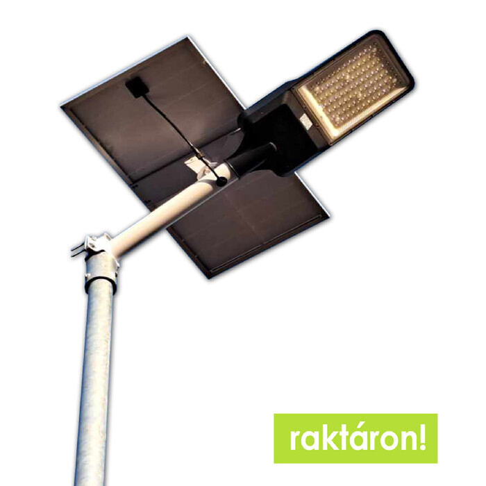 Horganyzott acél lámpaoszlop 4 méter+ 30W napelemes LED utcai világítás szett 4300 Lumen