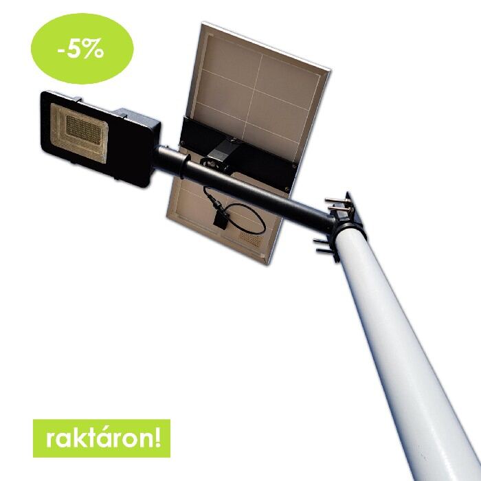 Kompozit lámpaoszlop 6 méter talpcsavaros+50W napelemes lámpa komplett szett TEPELÍTVE, LESZÁLLÍTVA ORSZÁGOSAN