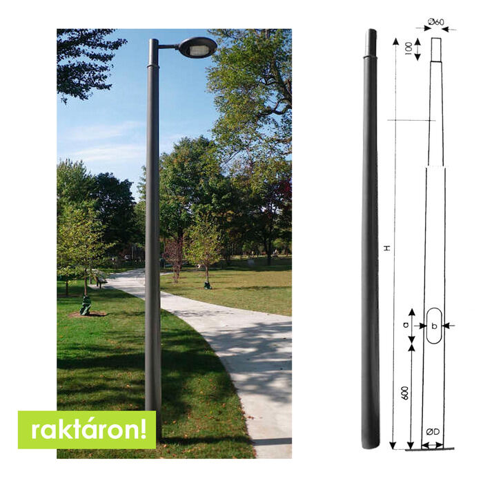 Kompozit lámpaoszlop 4 méter talpcsavaros alapvasalattal